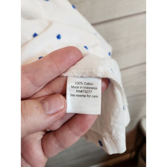 Croft & Barrow Women's White‎ Blue Polka Dot Cotton V-Neck Long Sleeve Blouse 2X - Picture 4 of 6